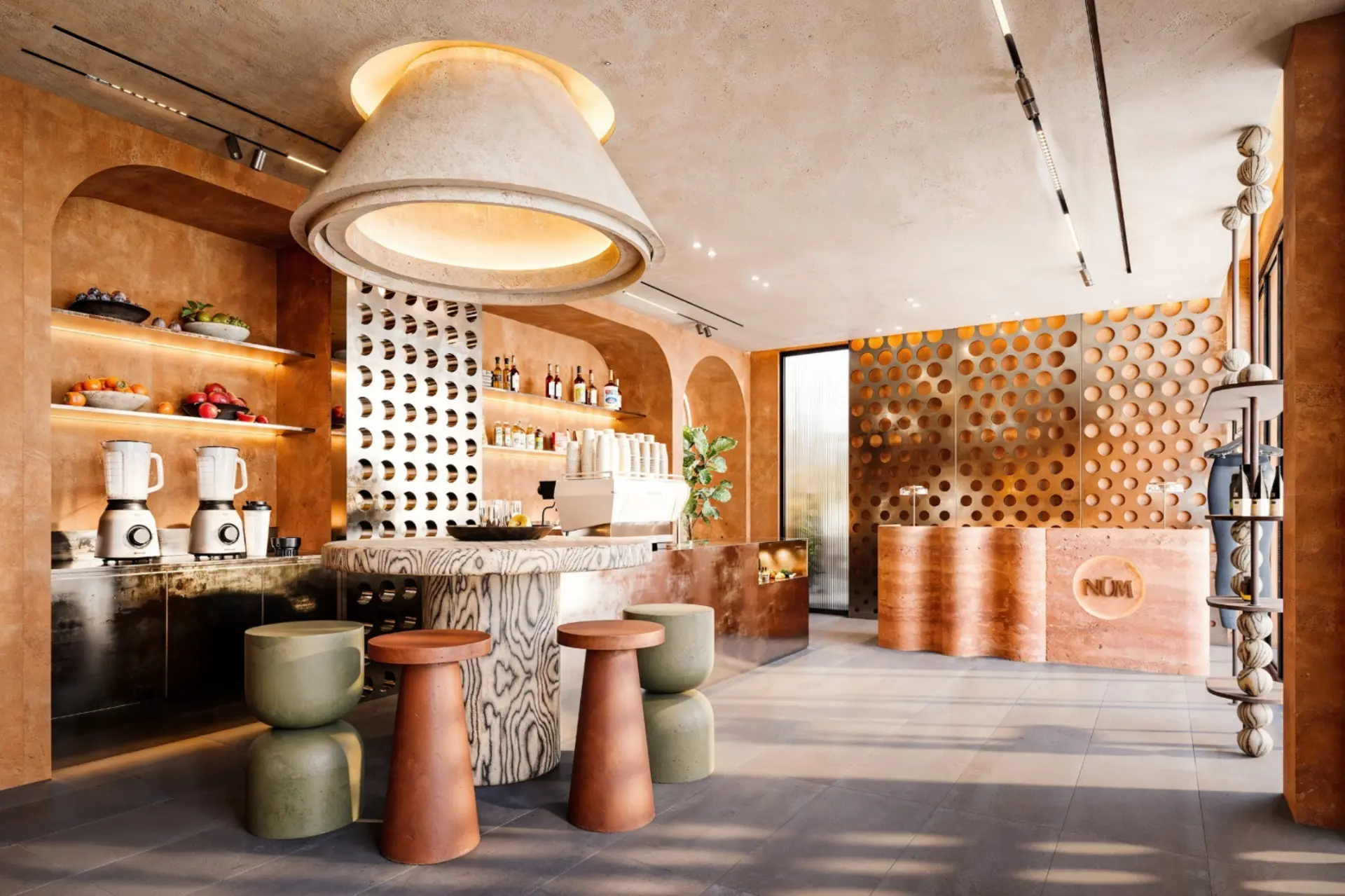 Juice bar and members lounge at NŪM